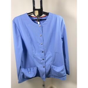 Dickies Gen Flex Scrub Jacket XL Blue Snap Front Warm Up Medical Uniform‎ XLG/TG